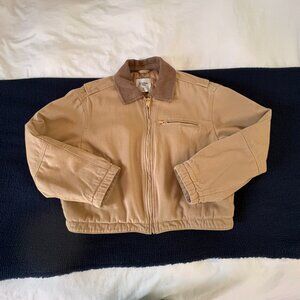 Abercrombie & Fitch Cropped Twill Workwear Jacket in Brown
